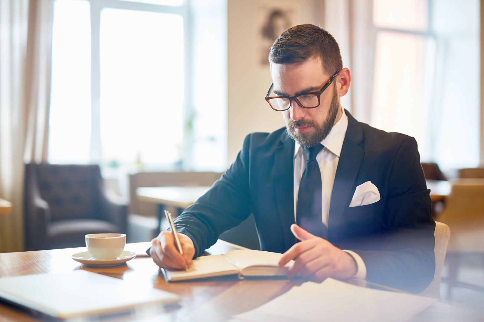 Lawyer reviewing a contract in a California law office
